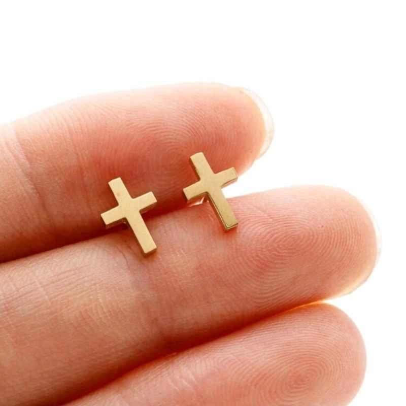 Petite cross studs